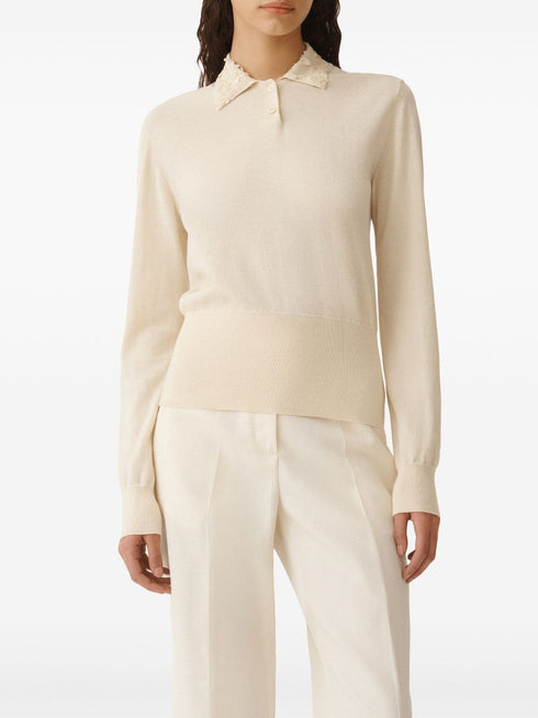 fine-knit polo top